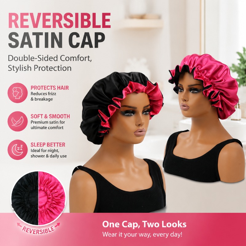 Satin Hair Bonnet - قبعة استحمام من الساتان قابلة للعكس