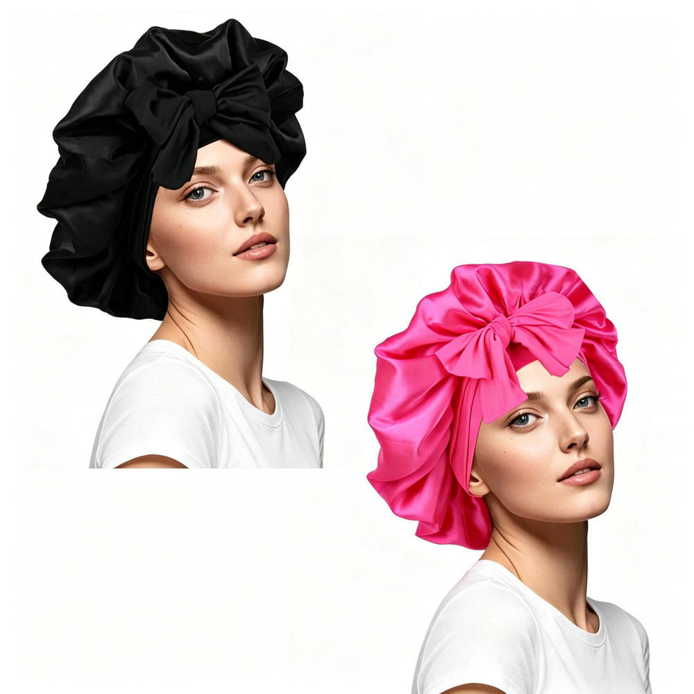 Satin Hair Bonnet - قطعتان من قبعات الساتان للنساء مقاس