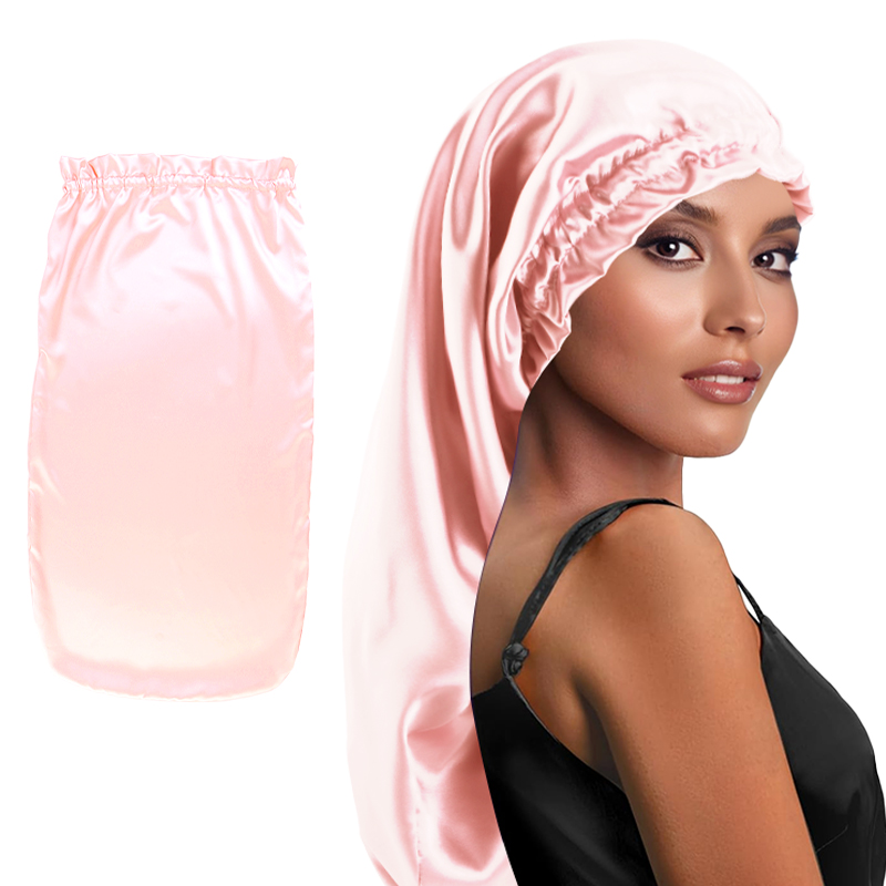 Satin Hair Bonnet - قبعة نوم نسائية طويلة من الساتان